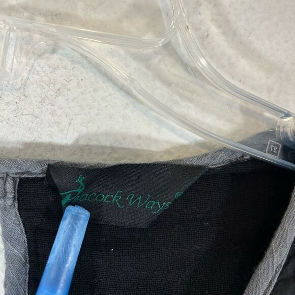 PEACOCK WAYS Ladies Tunic Black One Size Lagenlook Artsy Art To Wear Boho Casual - Picture 2 of 12